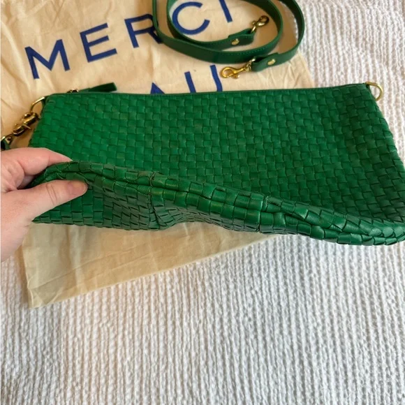 Clare V Grass Green Woven Moyen Bag - Picture 4 of 5